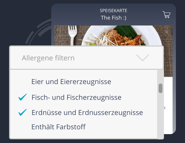 Allergene und Zusatzstoffe in digitaler Speisekarte von resmio