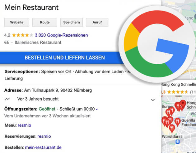Digitale Speisekarte syncht zu Google