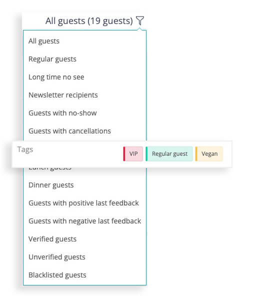 Guest Filters and Tags