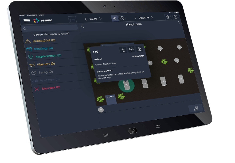 Tischmanagement mit der resmio Tables iPad App